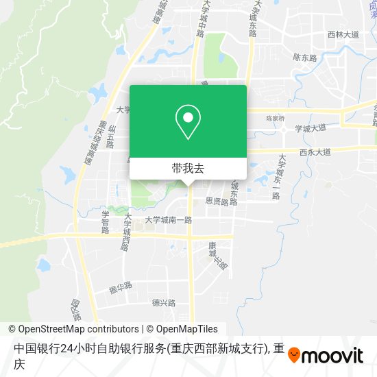 中国银行24小时自助银行服务(重庆西部新城支行)地图