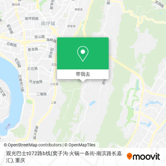 观光巴士t072路b线(窝子沟·火锅一条街-南滨路长嘉汇)地图