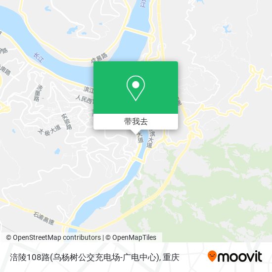 涪陵108路(乌杨树公交充电场-广电中心)地图
