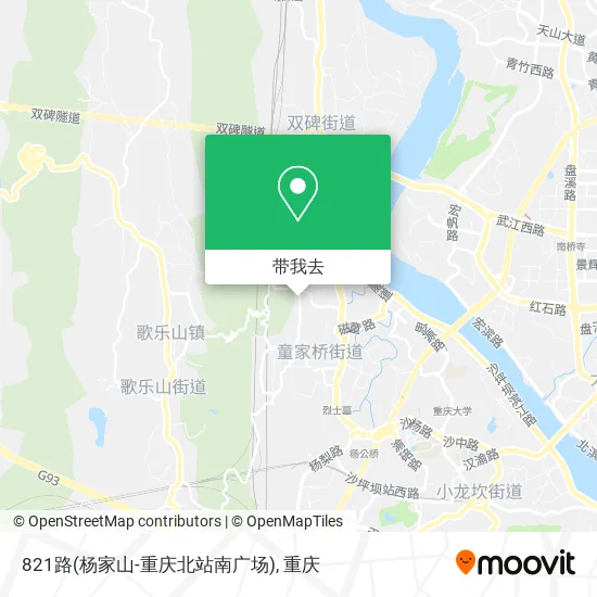 821路(杨家山-重庆北站南广场)地图