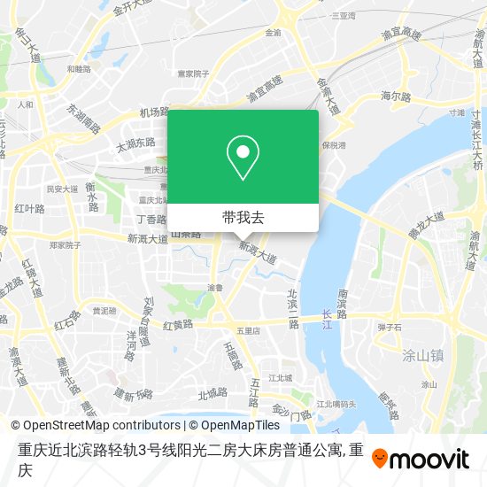 重庆近北滨路轻轨3号线阳光二房大床房普通公寓地图