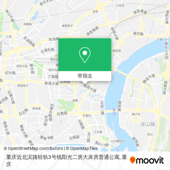 重庆近北滨路轻轨3号线阳光二房大床房普通公寓地图