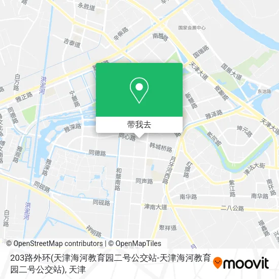 203路外环(天津海河教育园二号公交站-天津海河教育园二号公交站)地图
