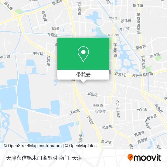 天津永信铝木门窗型材-南门地图