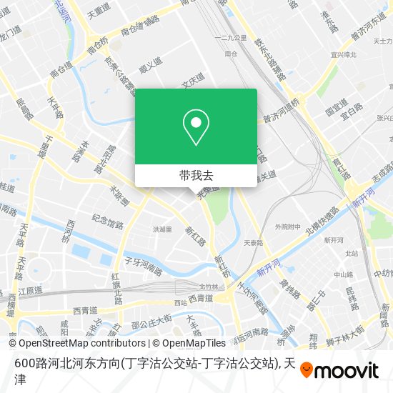 600路河北河东方向(丁字沽公交站-丁字沽公交站)地图