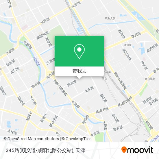 345路(顺义道-咸阳北路公交站)地图