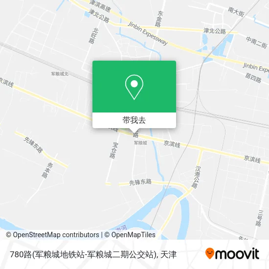 780路(军粮城地铁站-军粮城二期公交站)地图