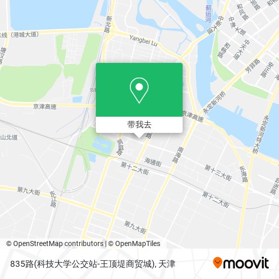 835路(科技大学公交站-王顶堤商贸城)地图
