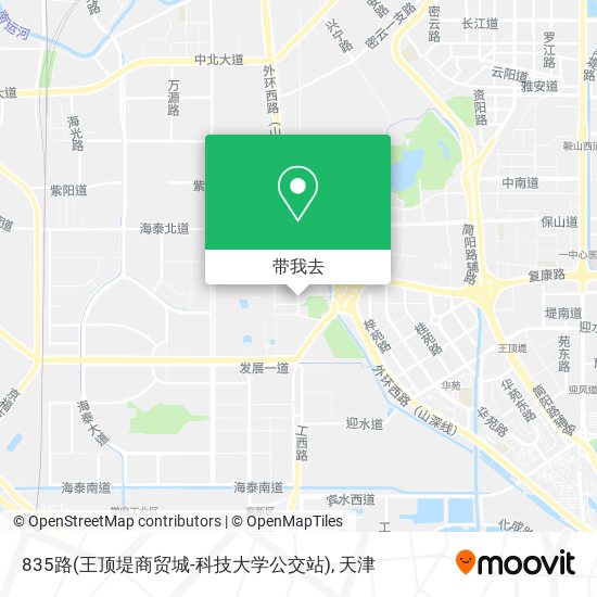 835路(王顶堤商贸城-科技大学公交站)地图