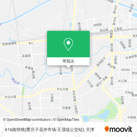 616路快线(曹庄子花卉市场-王顶堤公交站)地图
