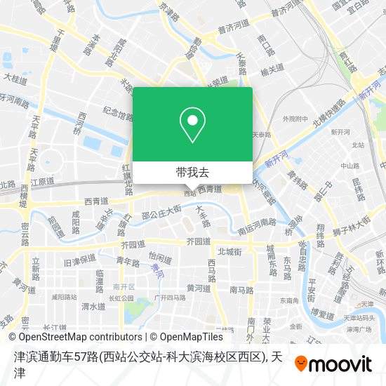 津滨通勤车57路(西站公交站-科大滨海校区西区)地图