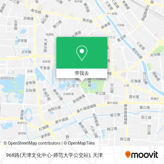 968路(天津文化中心-师范大学公交站)地图