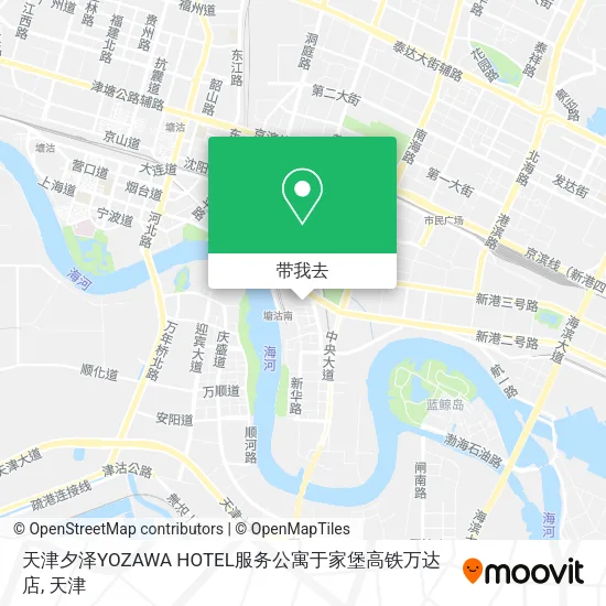 天津夕泽YOZAWA HOTEL服务公寓于家堡高铁万达店地图