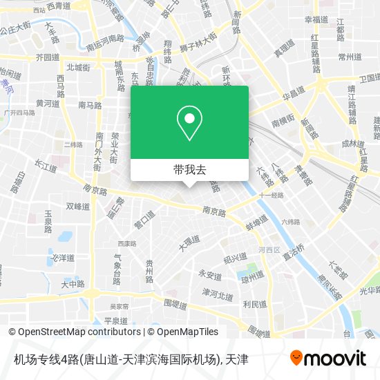 机场专线4路(唐山道-天津滨海国际机场)地图
