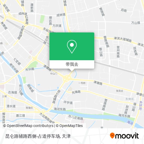 昆仑路辅路西侧-占道停车场地图