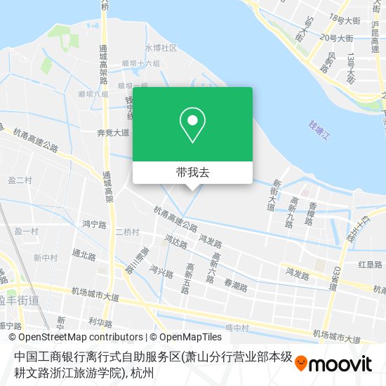 中国工商银行离行式自助服务区(萧山分行营业部本级耕文路浙江旅游学院)地图