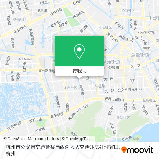 杭州市公安局交通警察局西湖大队交通违法处理窗口地图