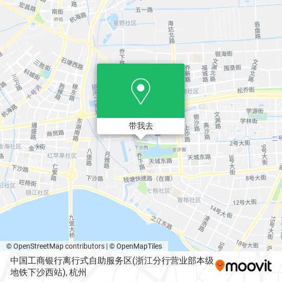 中国工商银行离行式自助服务区(浙江分行营业部本级地铁下沙西站)地图