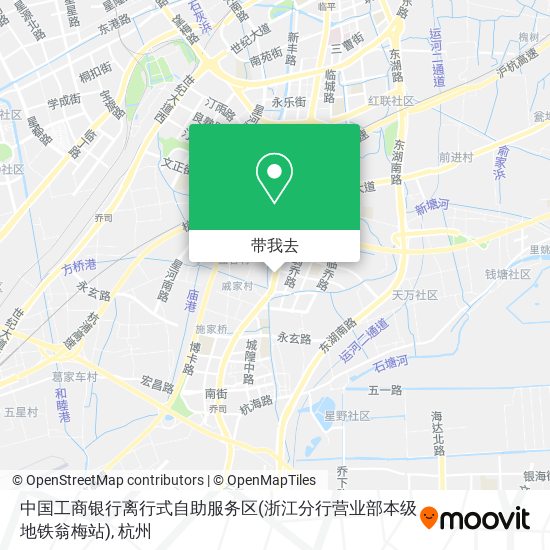 中国工商银行离行式自助服务区(浙江分行营业部本级地铁翁梅站)地图