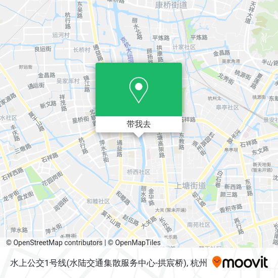 水上公交1号线(水陆交通集散服务中心-拱宸桥)地图