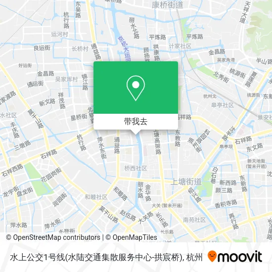 水上公交1号线(水陆交通集散服务中心-拱宸桥)地图