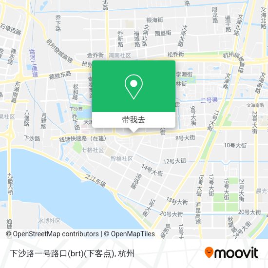 下沙路一号路口(brt)(下客点)地图