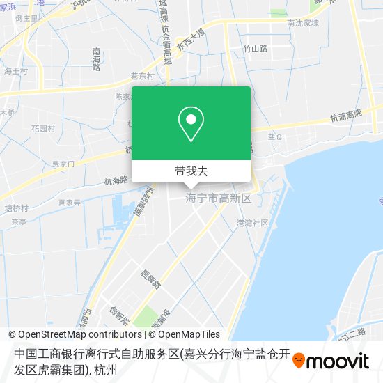 中国工商银行离行式自助服务区(嘉兴分行海宁盐仓开发区虎霸集团)地图