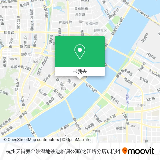 杭州天街旁金沙湖地铁边格调公寓(之江路分店)地图