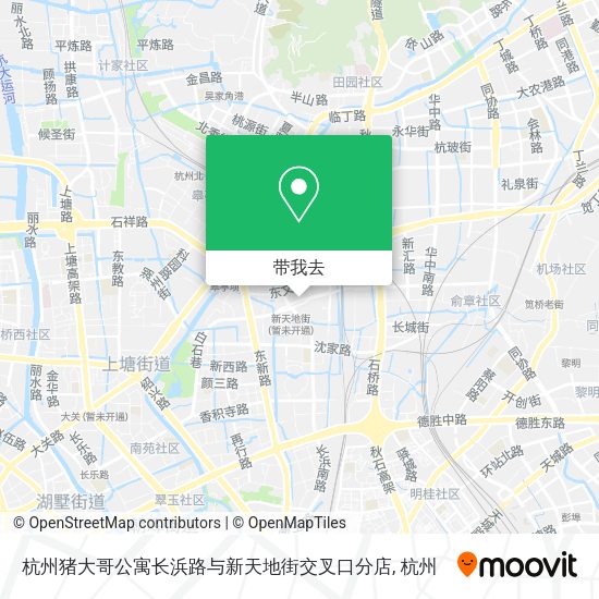 杭州猪大哥公寓长浜路与新天地街交叉口分店地图