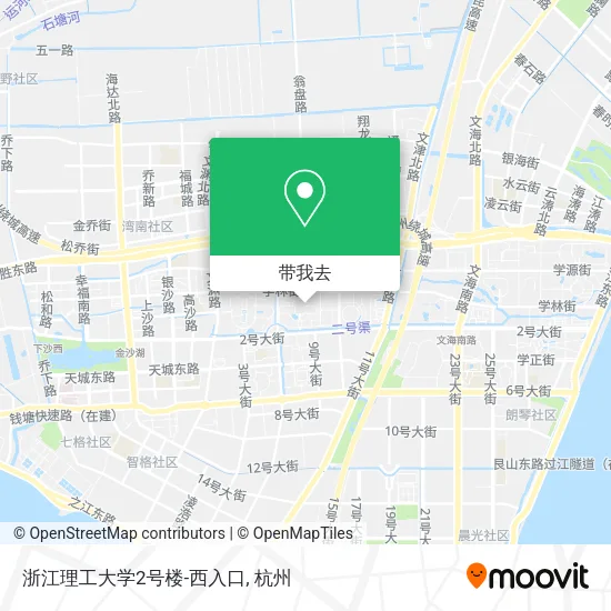 浙江理工大学2号楼-西入口地图