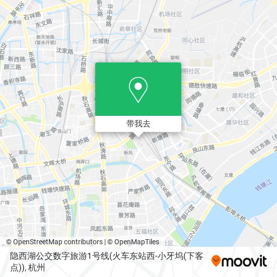 隐西湖公交数字旅游1号线(火车东站西-小牙坞(下客点))地图