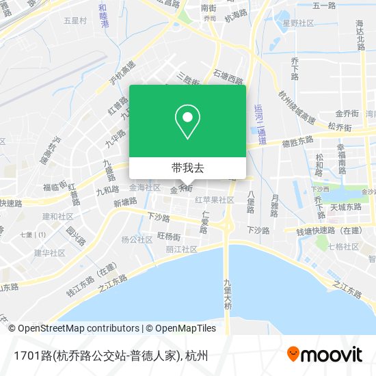 1701路(杭乔路公交站-普德人家)地图