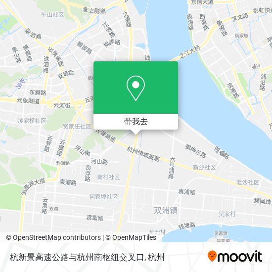 杭新景高速公路与杭州南枢纽交叉口地图