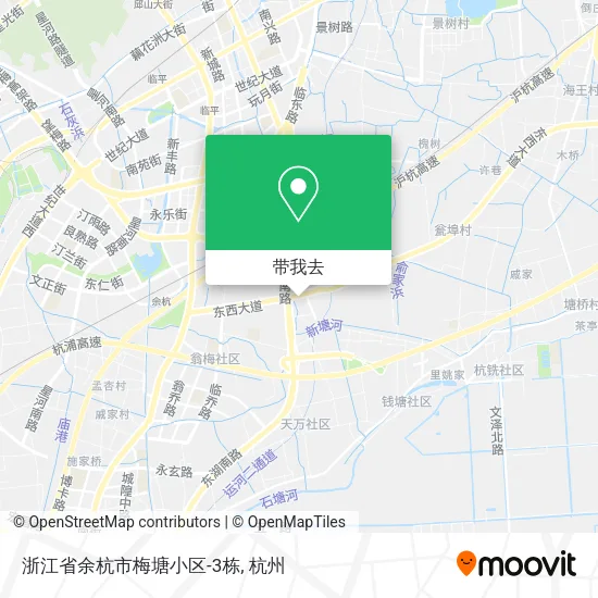 浙江省余杭市梅塘小区-3栋地图
