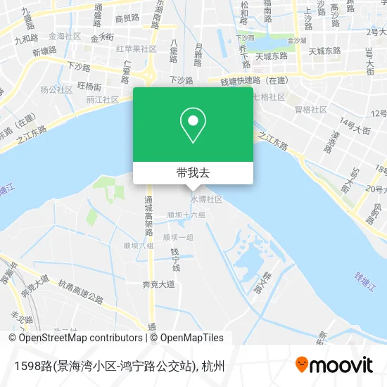 1598路(景海湾小区-鸿宁路公交站)地图