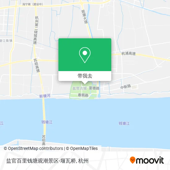 盐官百里钱塘观潮景区-堰瓦桥地图