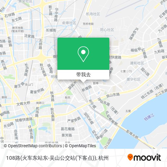 108路(火车东站东-吴山公交站(下客点))地图