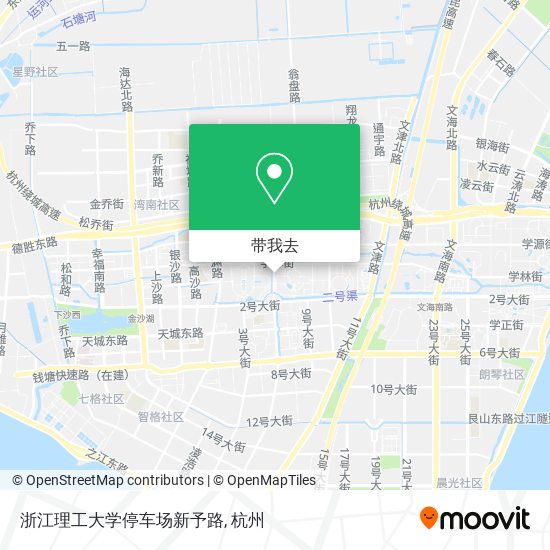 浙江理工大学停车场新予路地图