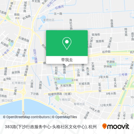 383路(下沙行政服务中心-头格社区文化中心)地图