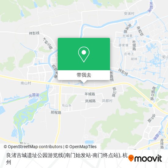 良渚古城遗址公园游览线(南门始发站-南门终点站)地图