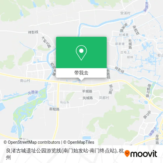 良渚古城遗址公园游览线(南门始发站-南门终点站)地图