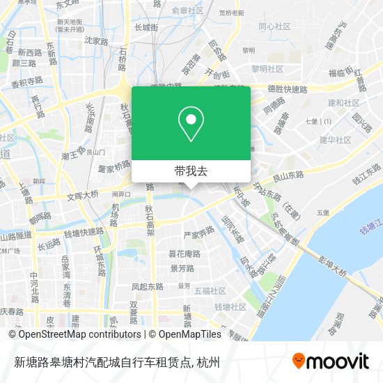 新塘路皋塘村汽配城自行车租赁点地图