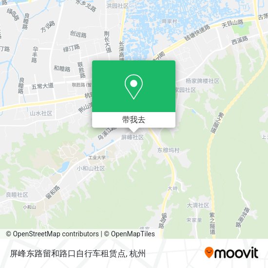 屏峰东路留和路口自行车租赁点地图