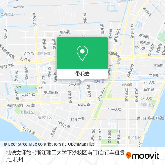 地铁文泽站E(浙江理工大学下沙校区南门)自行车租赁点地图