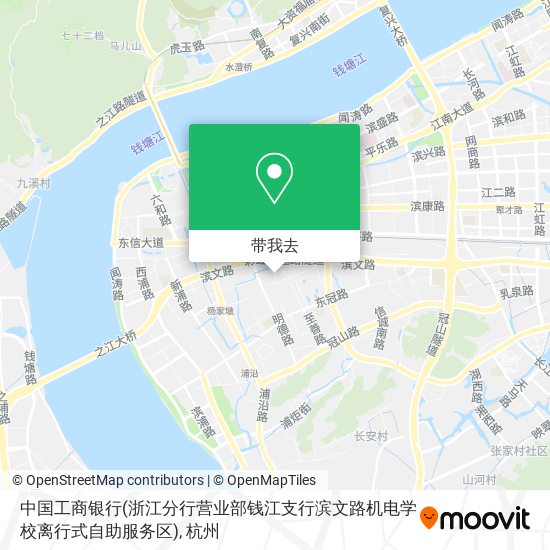中国工商银行(浙江分行营业部钱江支行滨文路机电学校离行式自助服务区)地图