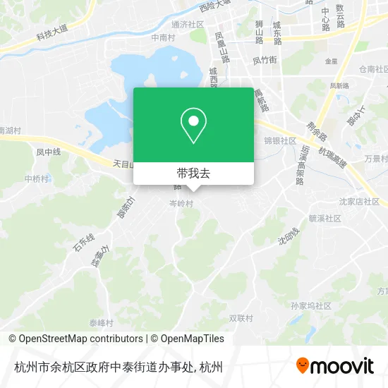杭州市余杭区政府中泰街道办事处地图