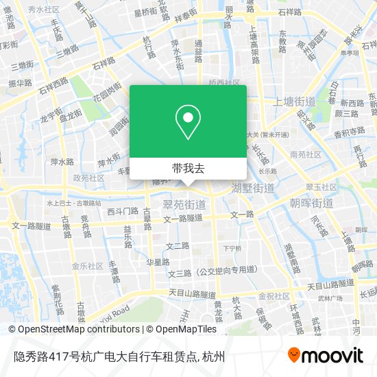 隐秀路417号杭广电大自行车租赁点地图