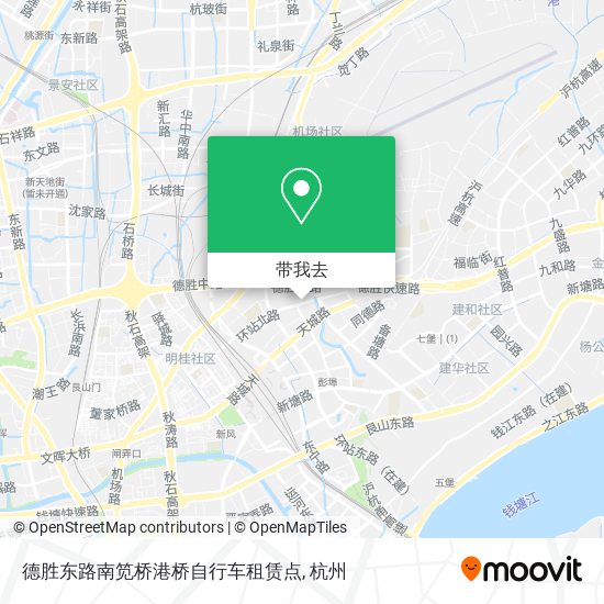 德胜东路南笕桥港桥自行车租赁点地图