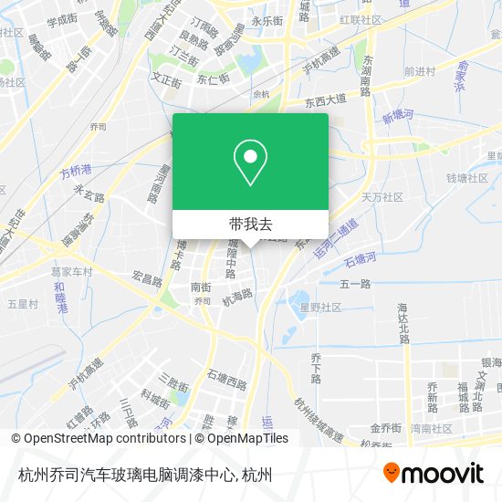 杭州乔司汽车玻璃电脑调漆中心地图
