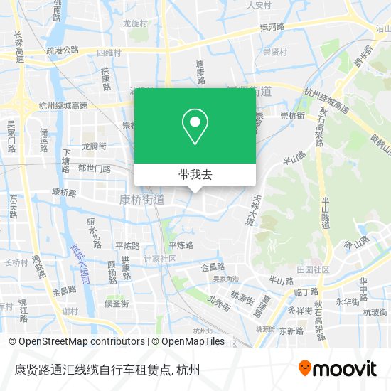 康贤路通汇线缆自行车租赁点地图